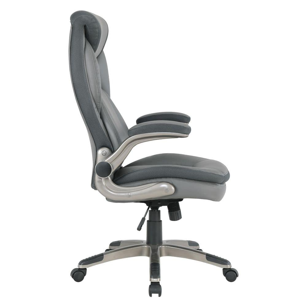 Executive Charcoal Bonded Leather Chair with Titanium Coated Nylon Base