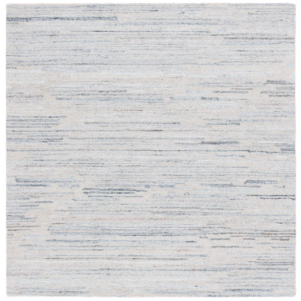 SAFAVIEH Abstract Rordan Striped Geometric Area Rug, Beige/Blue, 6' x 6' Square