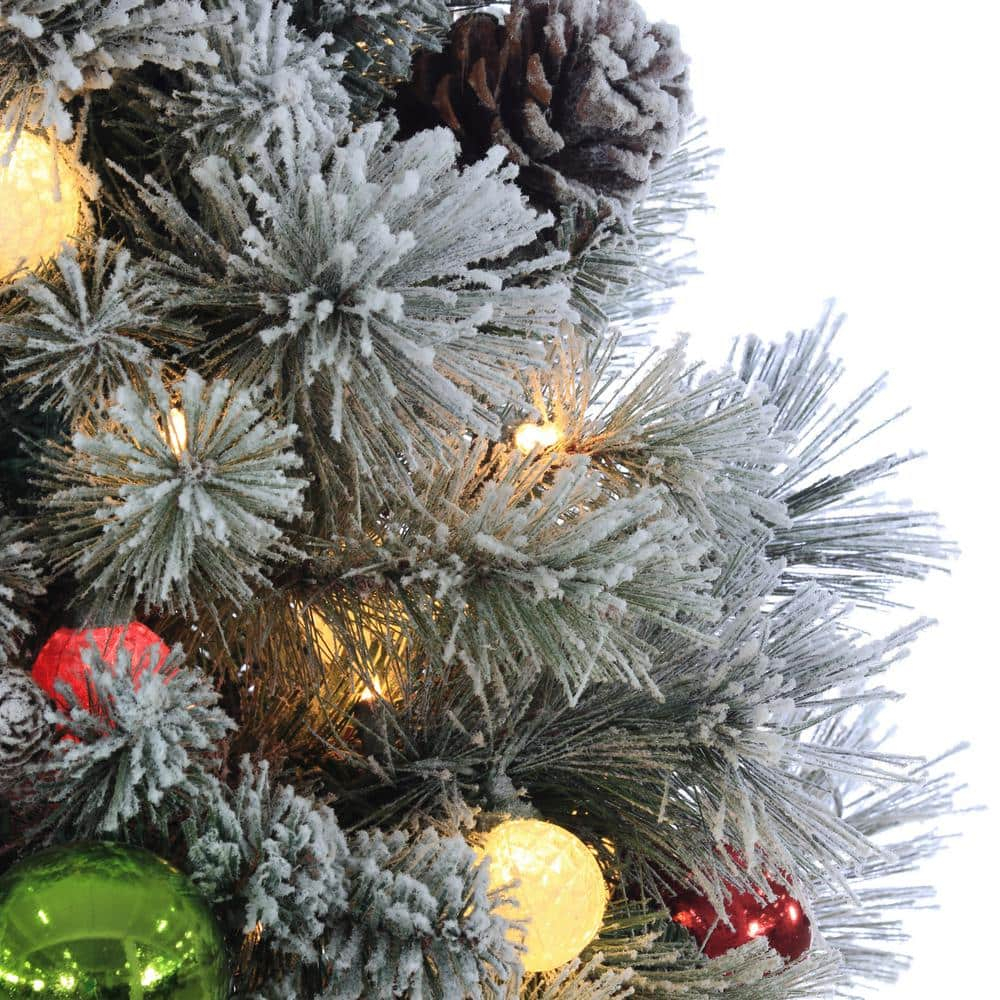 4.5 ft. Pre Lit Colored LED Flocked Hard Needle Pine