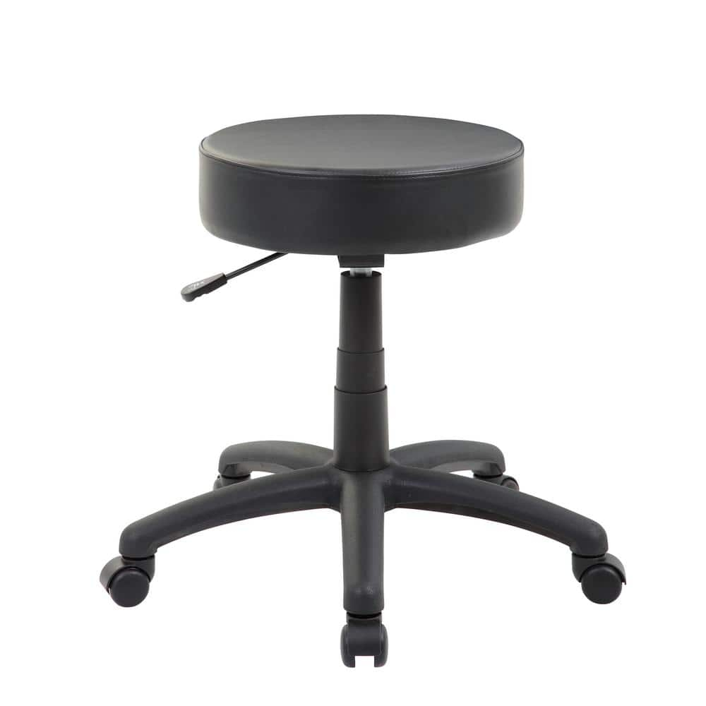 Boss Office Products Dot Faux Leather Swivel Drafting Stool in Black