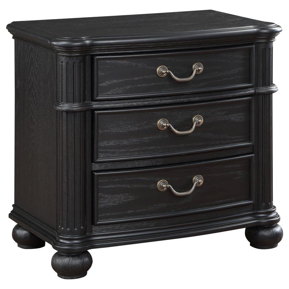 Coaster Celina Traditional 3-drawer Wood Nightstand Bedside Table Black