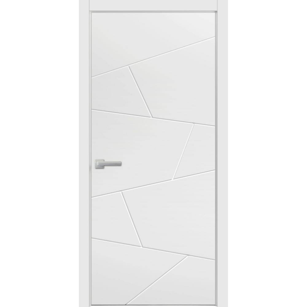 Modern Wood Interior Pre-Hung Door with Hardware | Planum 0990 White Silk | Single Panel Frame Trims | Bathroom Bedroom Sturdy Doors-42" x 80"