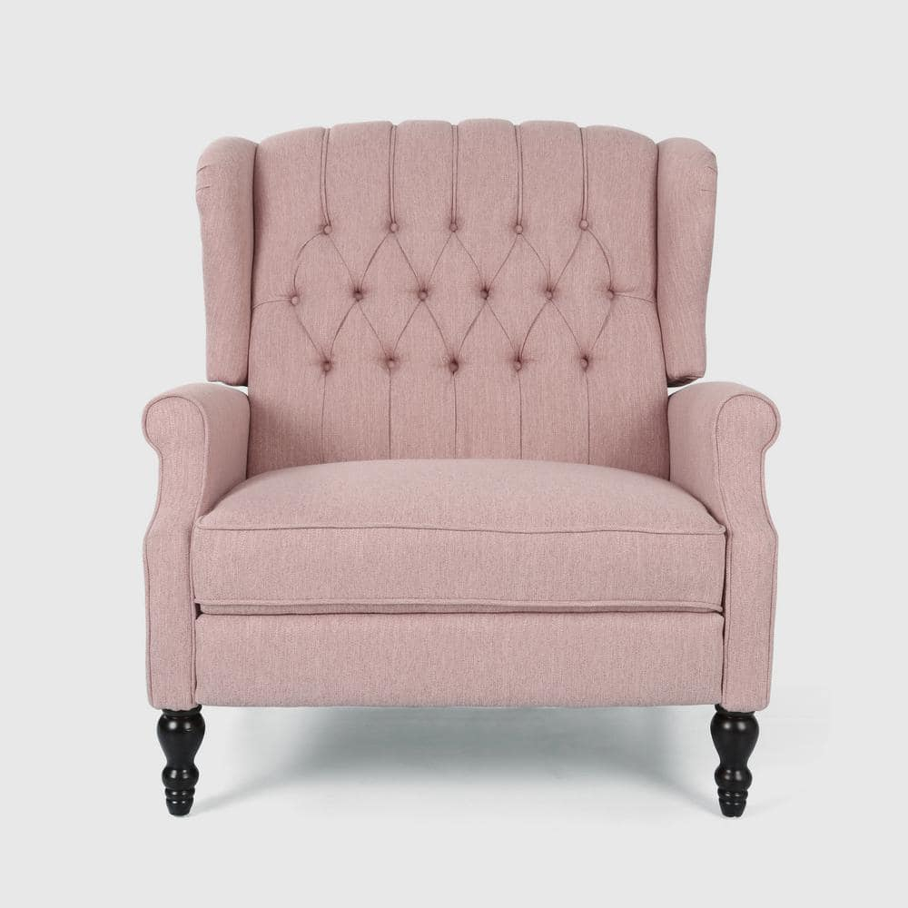 Noble House Albert Oversized Tufted Fabric Push Back Recliner, Pink