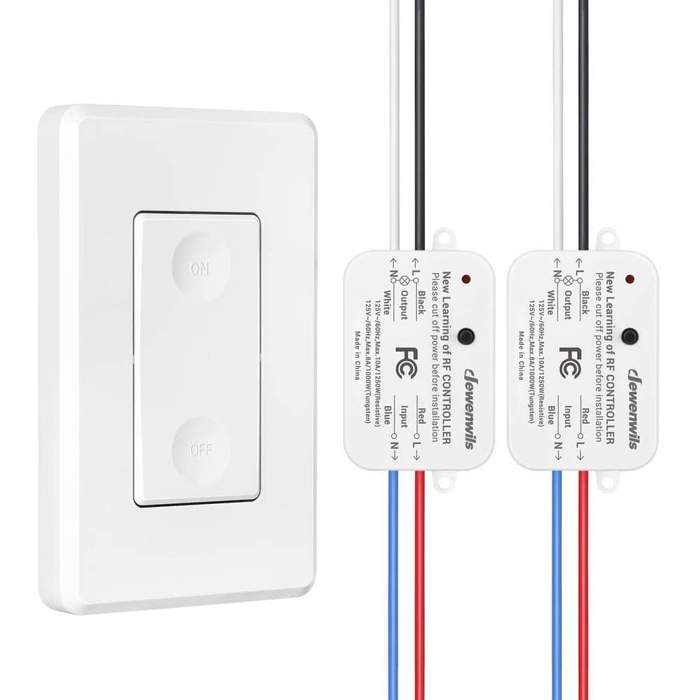 DEWENWILS Wireless Light Switch and Receiver Kit, 10A/1200W, No in-Wall Wiring Required,Remote Control Wall Switch Lighting Fixture for Ceiling Lights, Fans, Lamps,100 Ft RF Range, Programmable