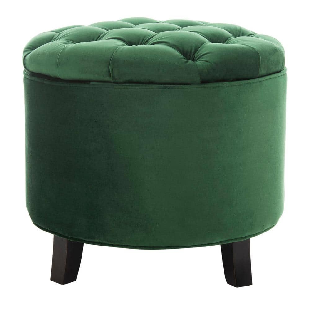 SAFAVIEH Amelia Tufted Storage Ottoman Emerald