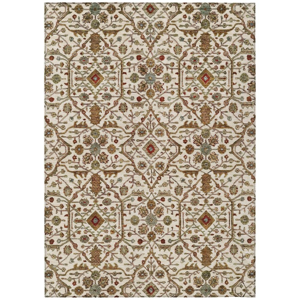 Addison Rugs Chantille Indoor/Outdoor Transitional Geometric, Abstract Ivory Washable Rectangle Rug, 2'6" x 3'10"