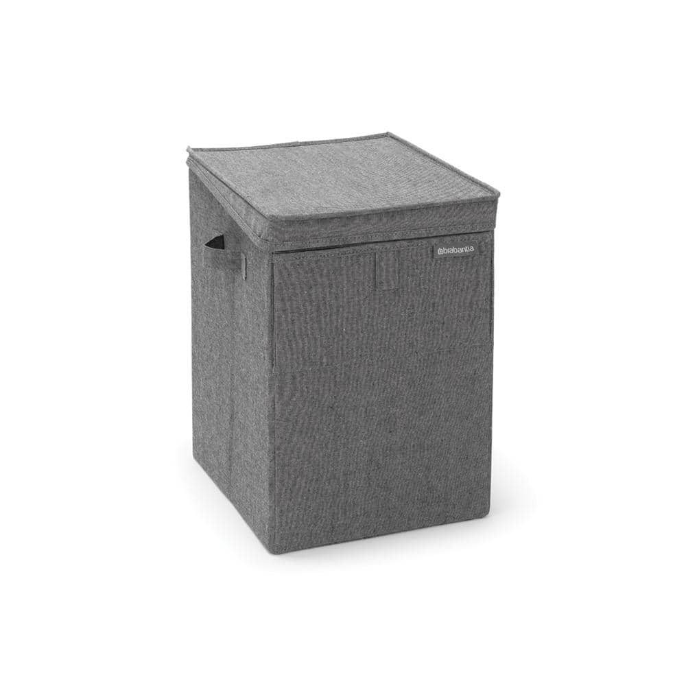 Gray Cotton Polyester Stackable Rectangular Laundry Hamper with Lid