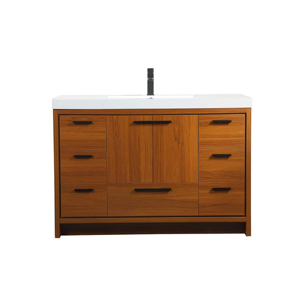 Elegant Decor Wyatt 48" Aluminum Alloy and MDF Single Bathroom Vanity in Teak