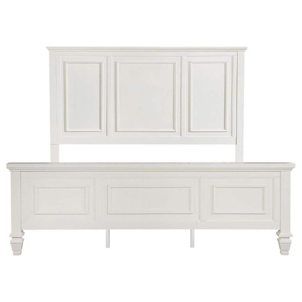 Lila King White Upholstered Wood Frame Bed with Drawer
