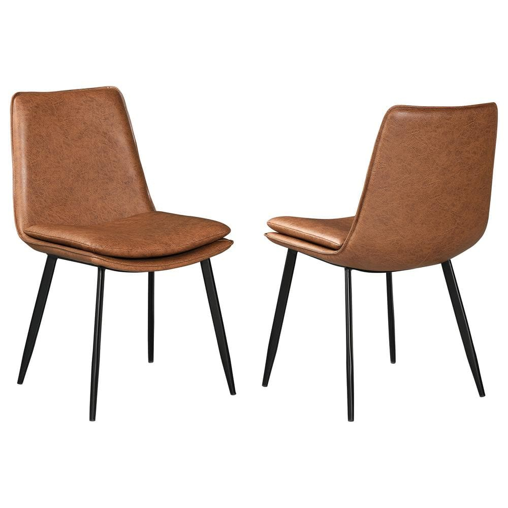 Coaster Ortega Faux Leather Padded Seat Dining Side Chair Coffee