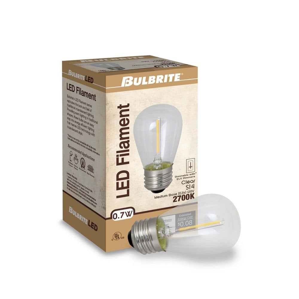 Bulbrite 862154 Pack Of (6) 0.7 Watt S14 Medium (E26) Led Bulbs - Clear