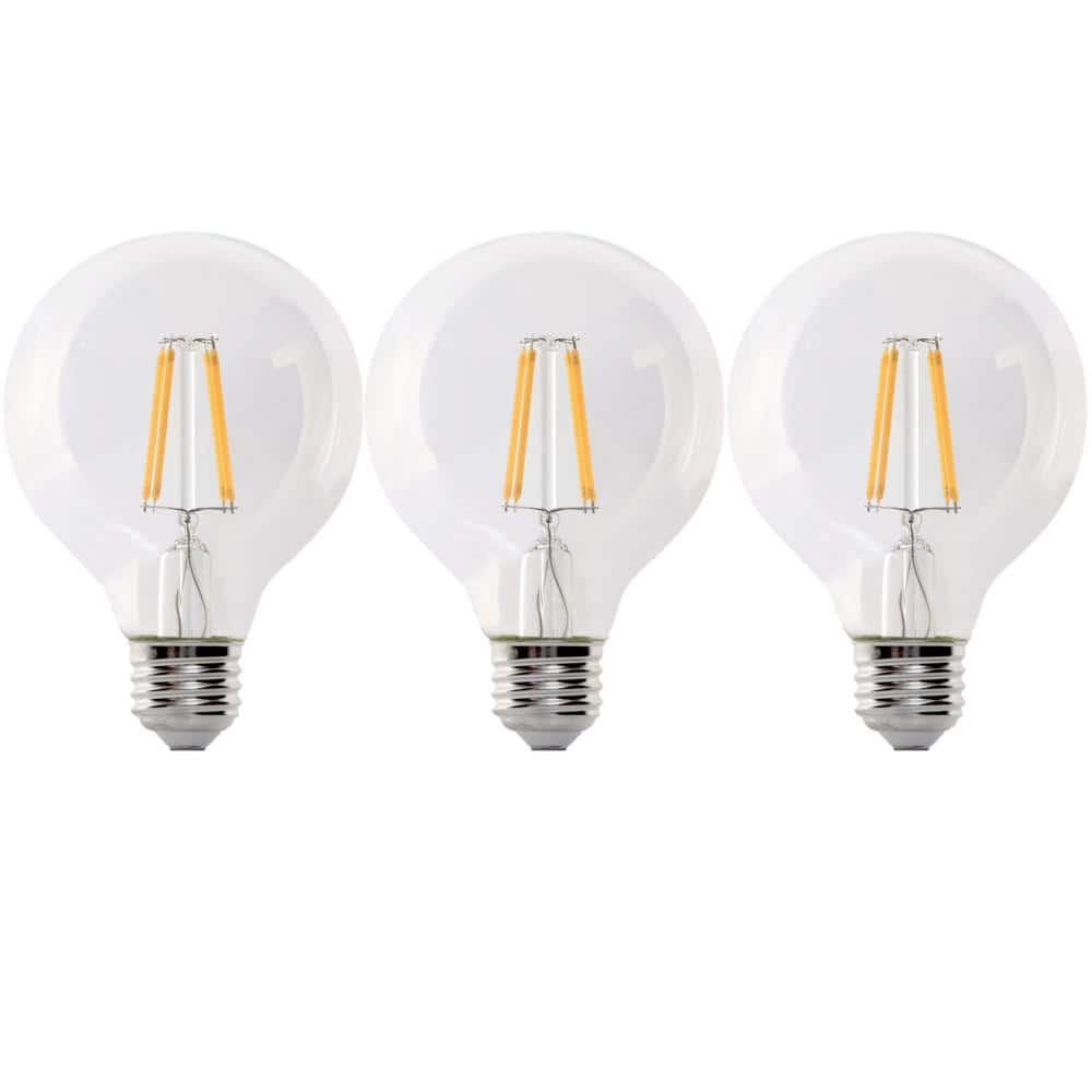Feit Electric Clear Glass Globe LED Bulbs, Pack of 3