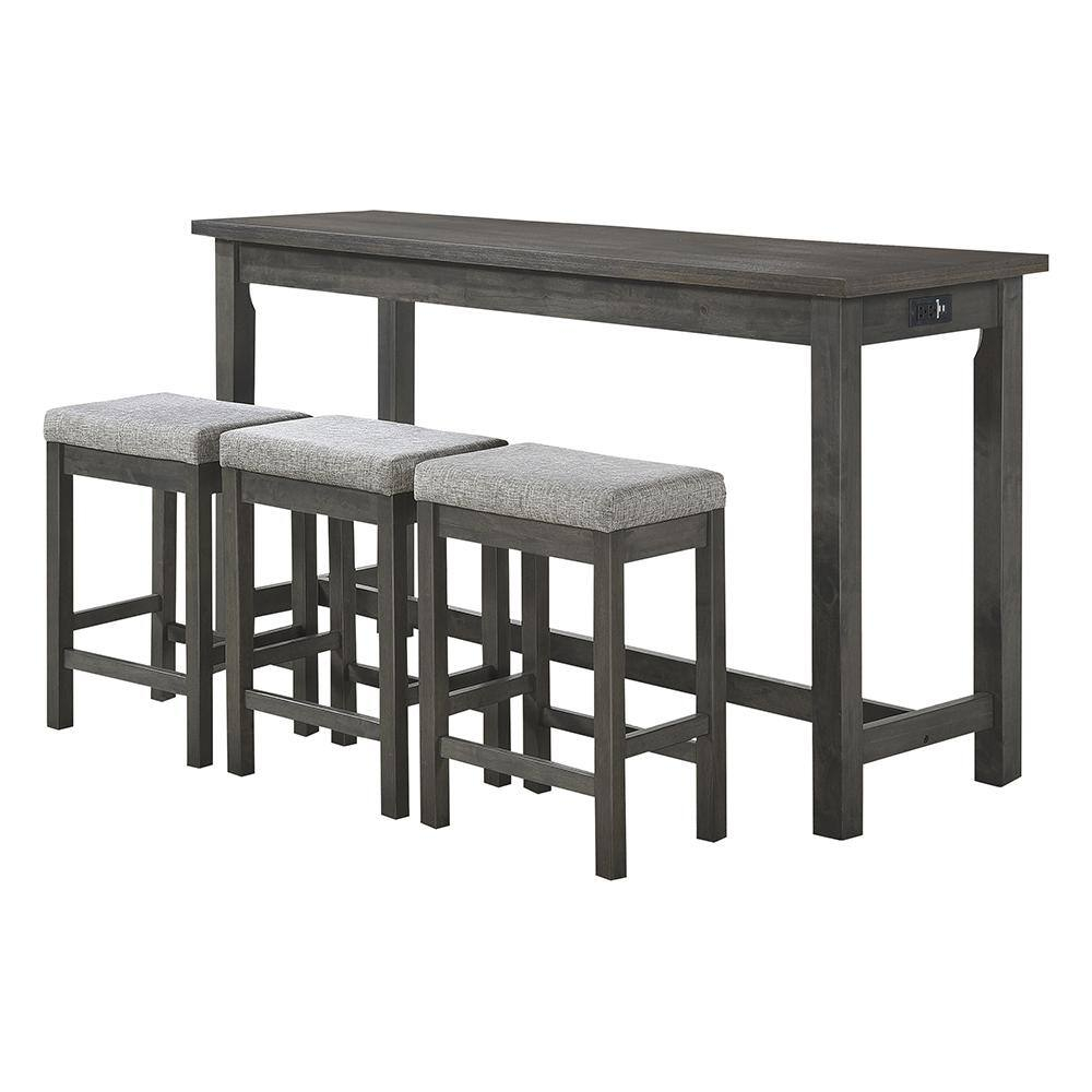 Lexicon Connected 4 Piece Wood Counter Height Dining Set in Brownish Gray