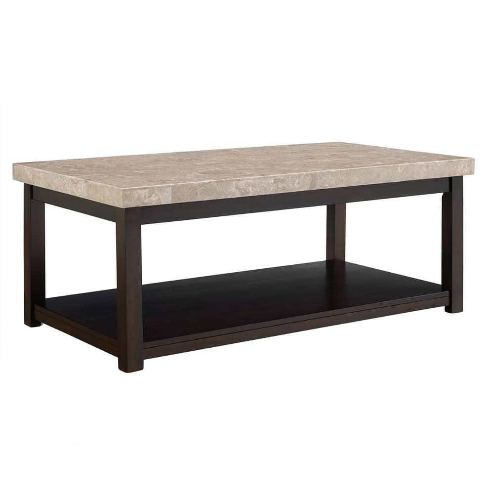 Picket House Furnishings Caleb 3 Piece Marble Top Coffee Table Set in Espresso