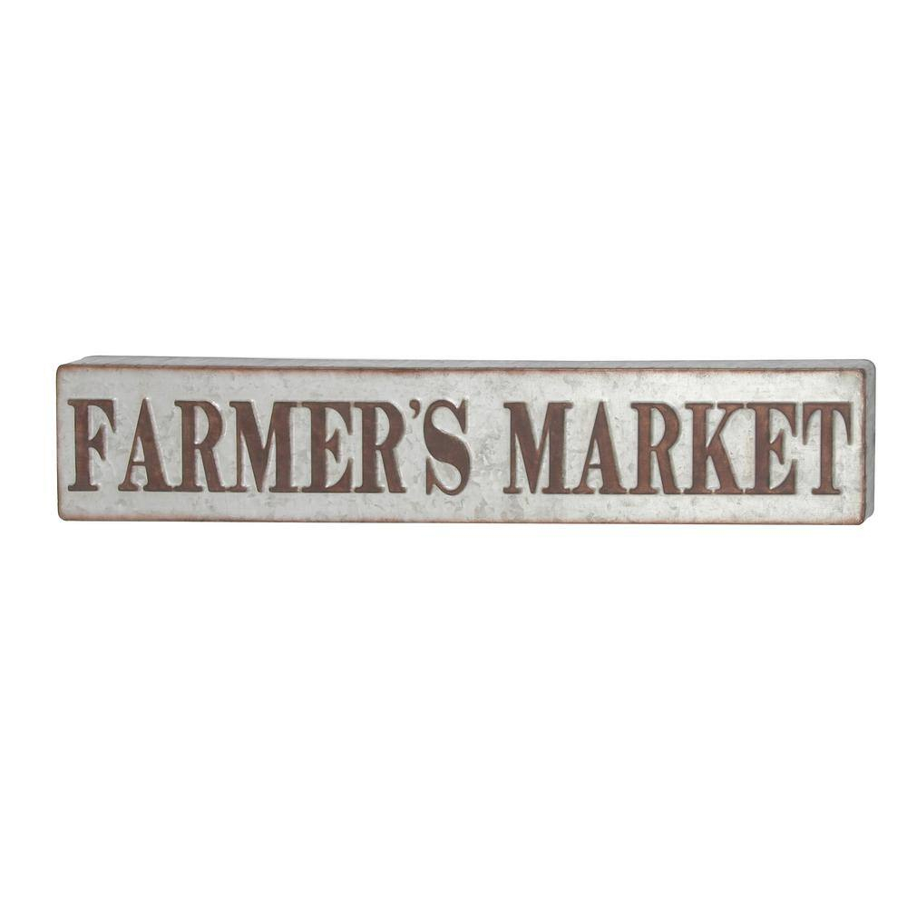 DecMode Indoor Grey Metal Farmhouse Sign Wall Decor