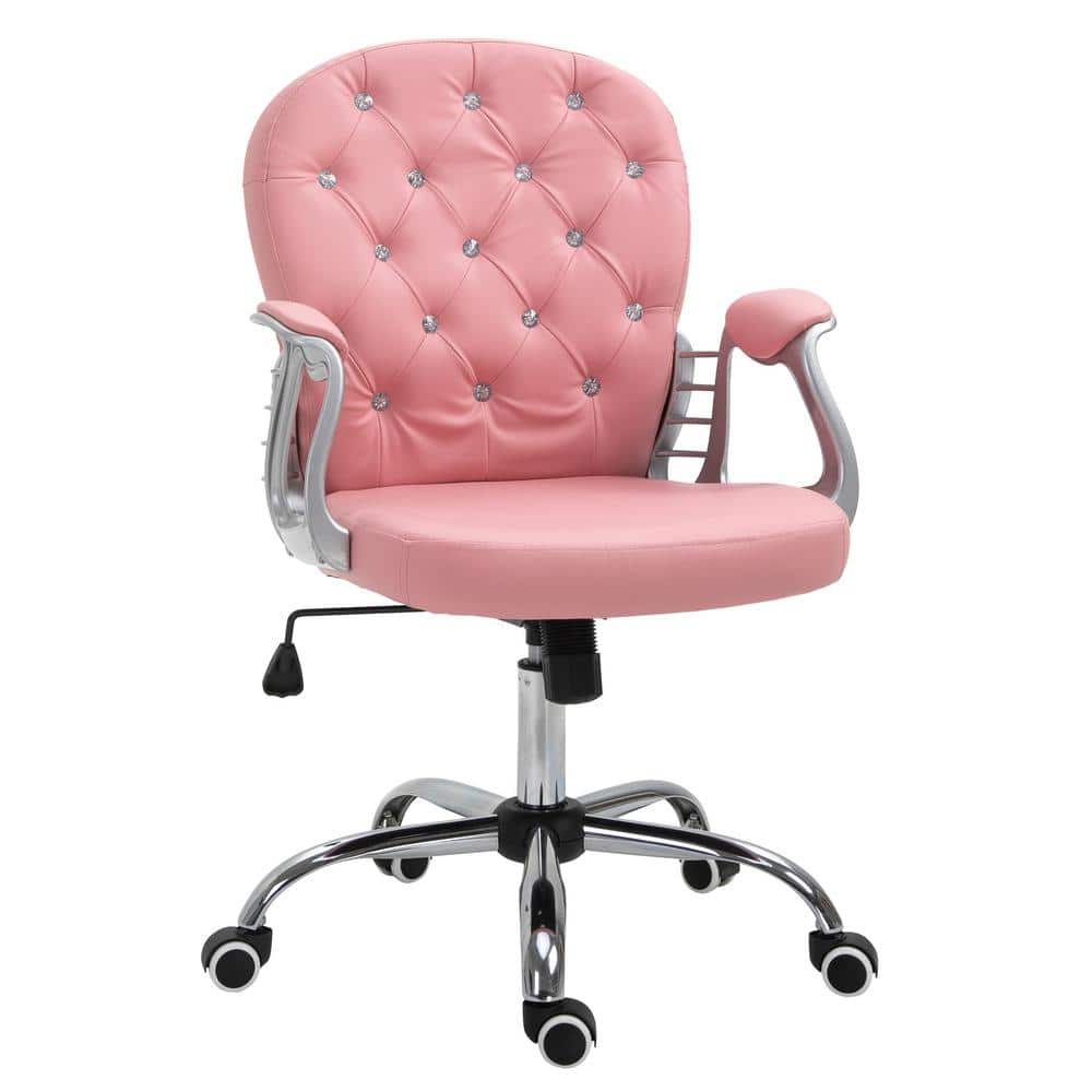 Vinsetto Indoor Height Adjustment and Armrest Office Desk Chair, Pink