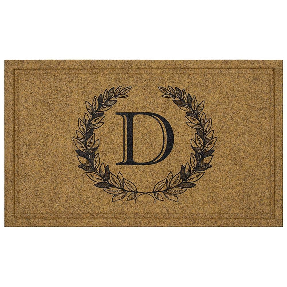 Mohawk Home Laurel Monogram D Low Pile Printed Faux Coir All Weather Eco Friendly Indoor/Outdoor Doormat, Natural, 2' X 3'