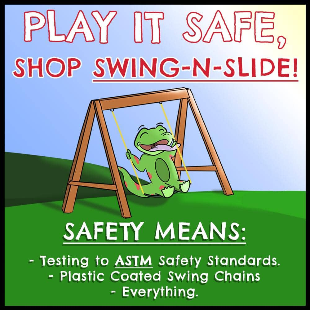 Swing-N-Slide Knightsbridge Wooden Backyard Swing Set with Alpine Wave Slide, Glider Swing, and Rock Climbing Wall