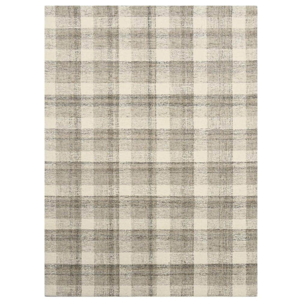Tartan 4 x 6 Sand Plaid Pattern Area Rug for High Traffic Living Room Dining Room Bedroom