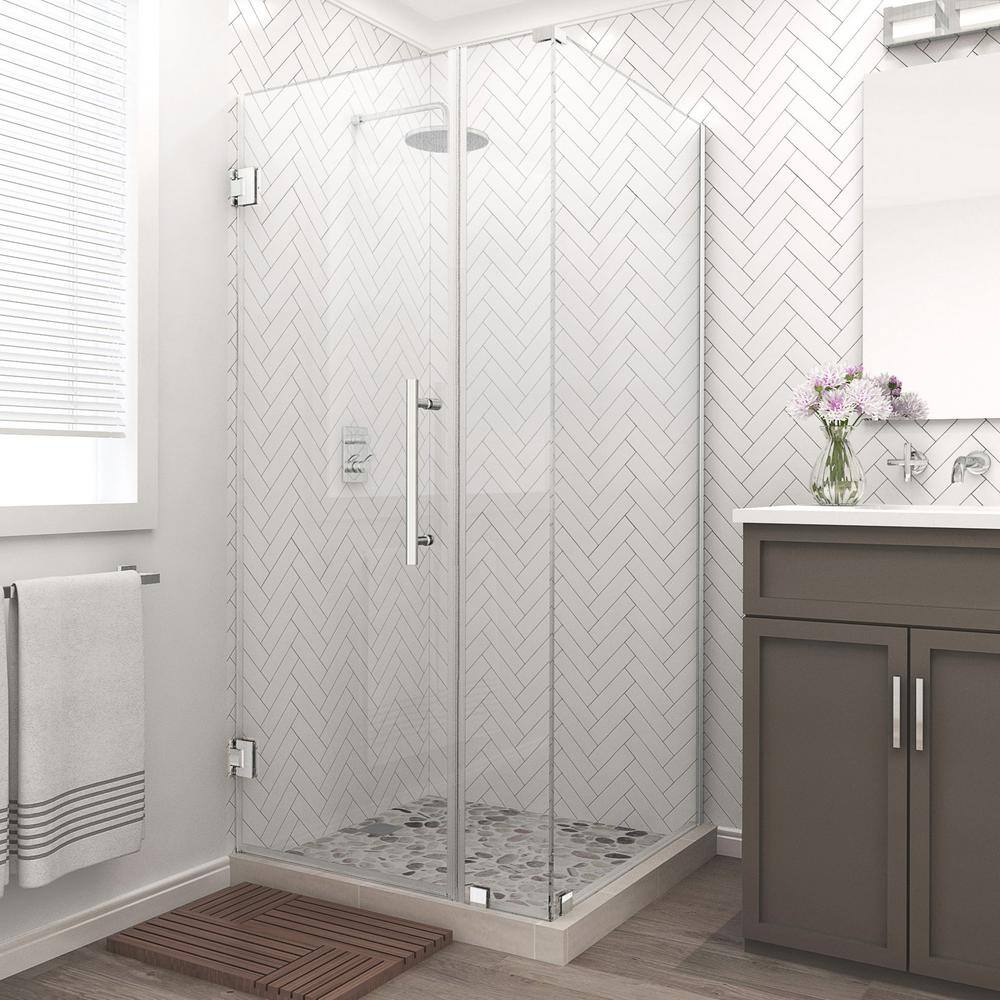 Bromley Frameless Clear Glass Corner Hinged Shower Enclosure