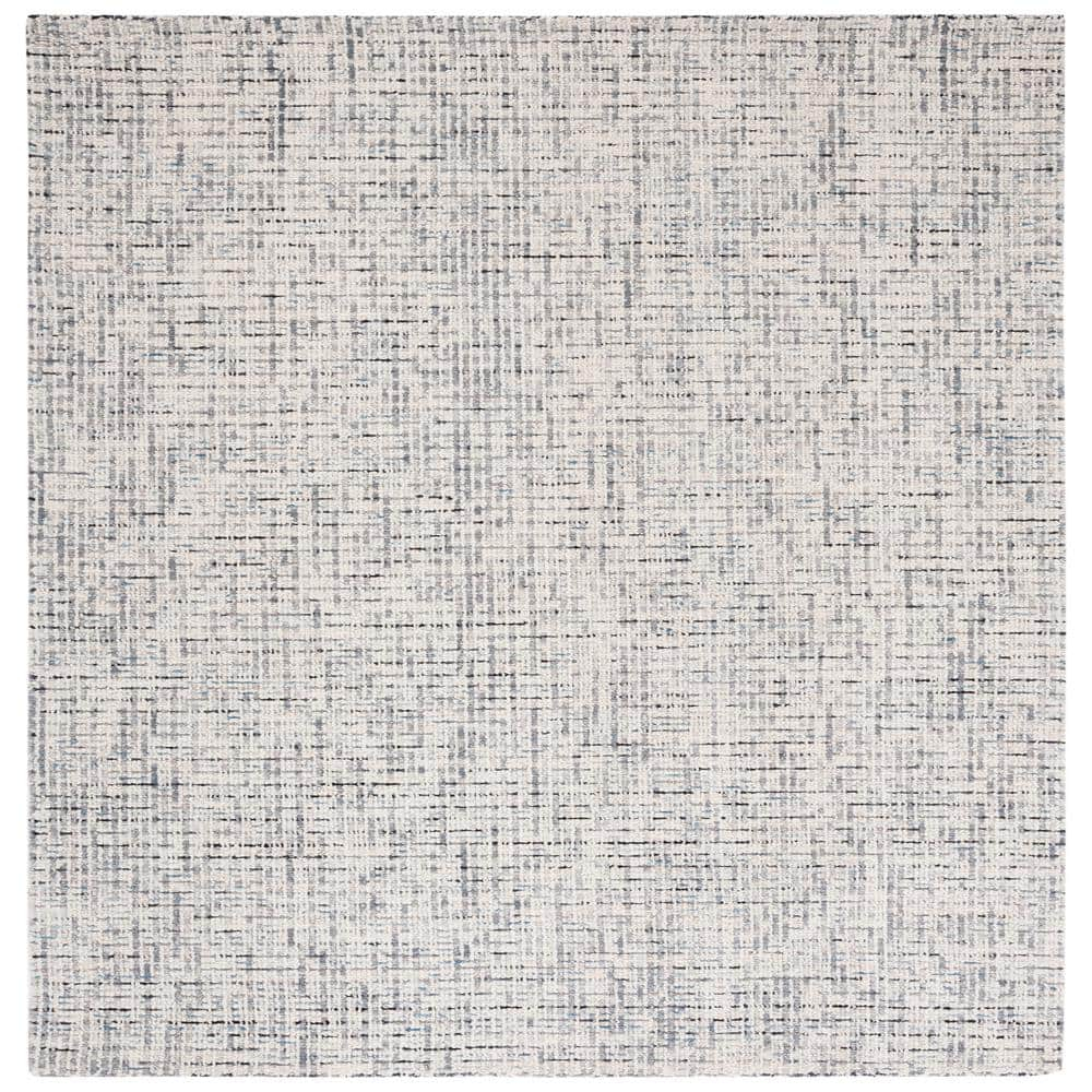 SAFAVIEH Abstract Delia Geometric Striped Wool Area Rug, Grey/Ivory, 8' x 8' Square