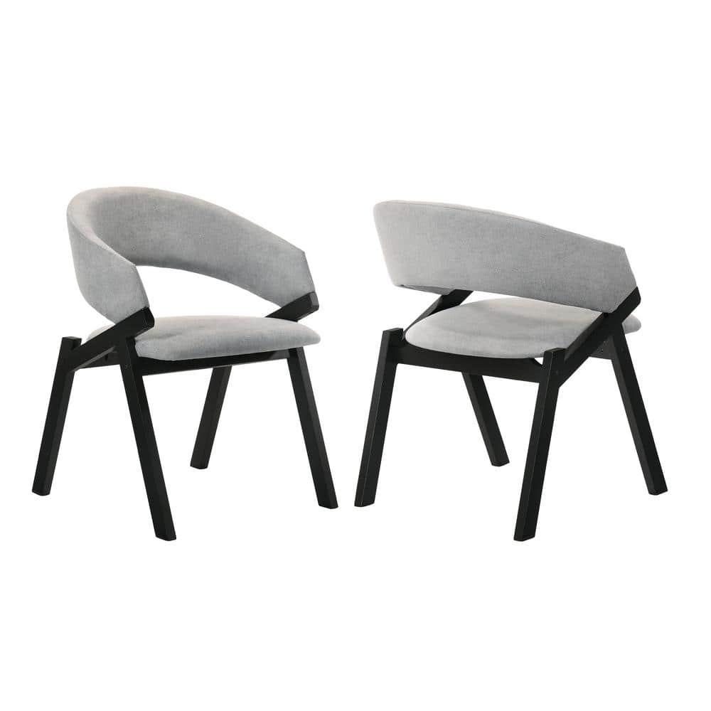 Armen Living Talulah 19" Wood Dining Side Chairs in Gray/Black (Set of 2)