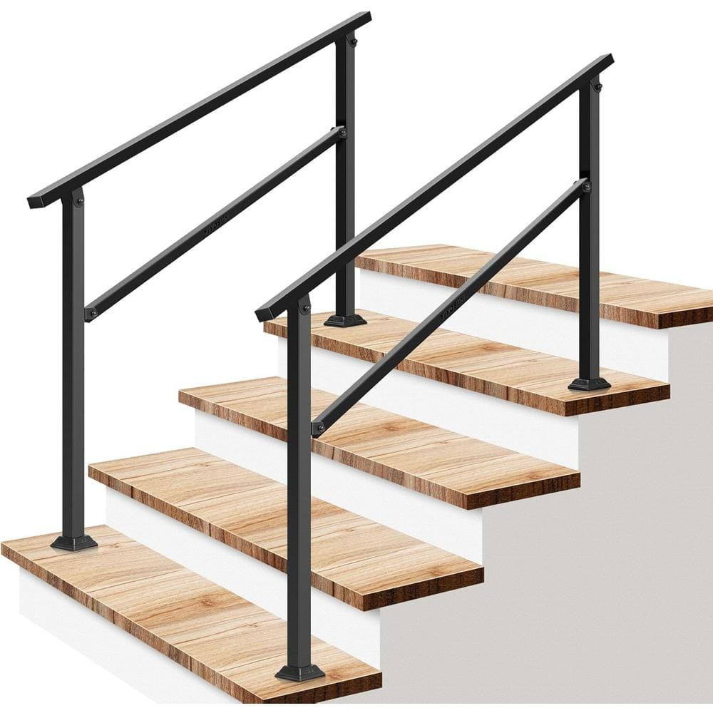2-Pack 36 in. H x 54 in. W Black Outdoor Wrought Mattle Iron Stair Railing Kit
