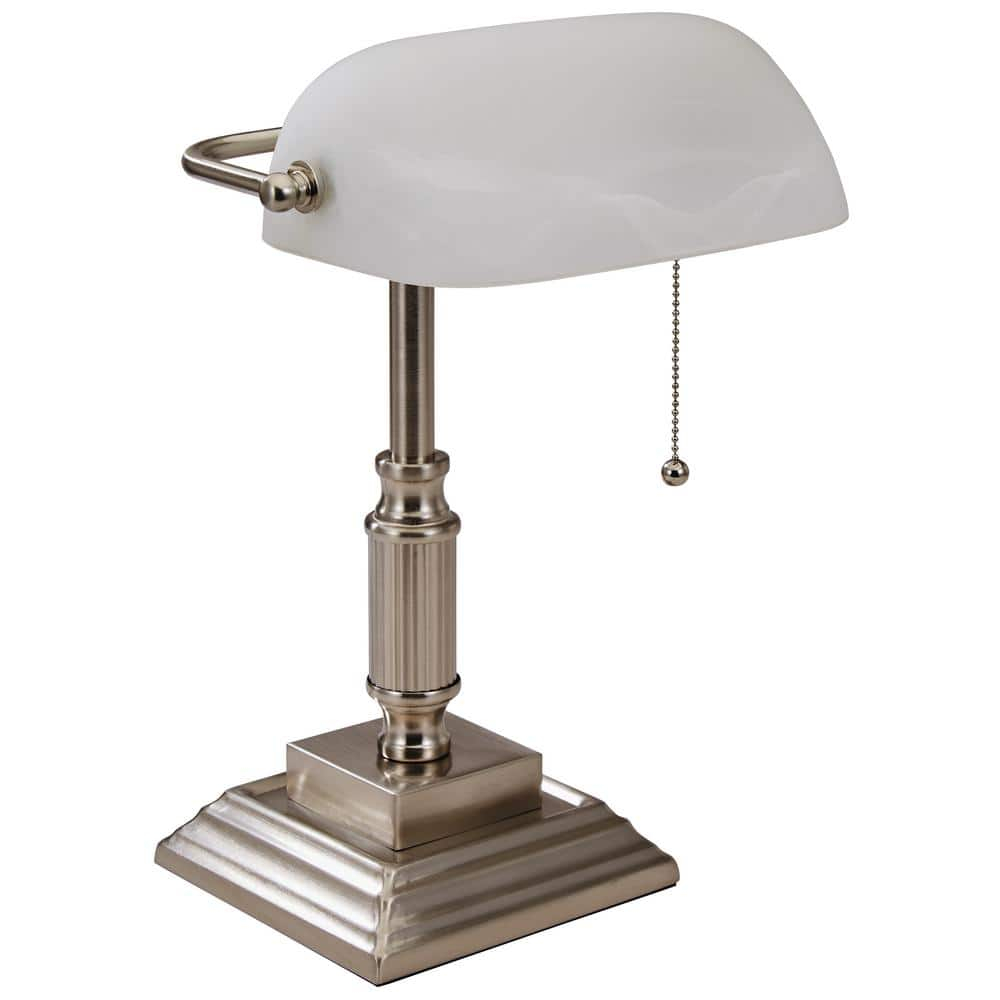 Advantus V-Light 14.8 inch Brushed Nickel LED Bankers Lamp with Frosted Shade