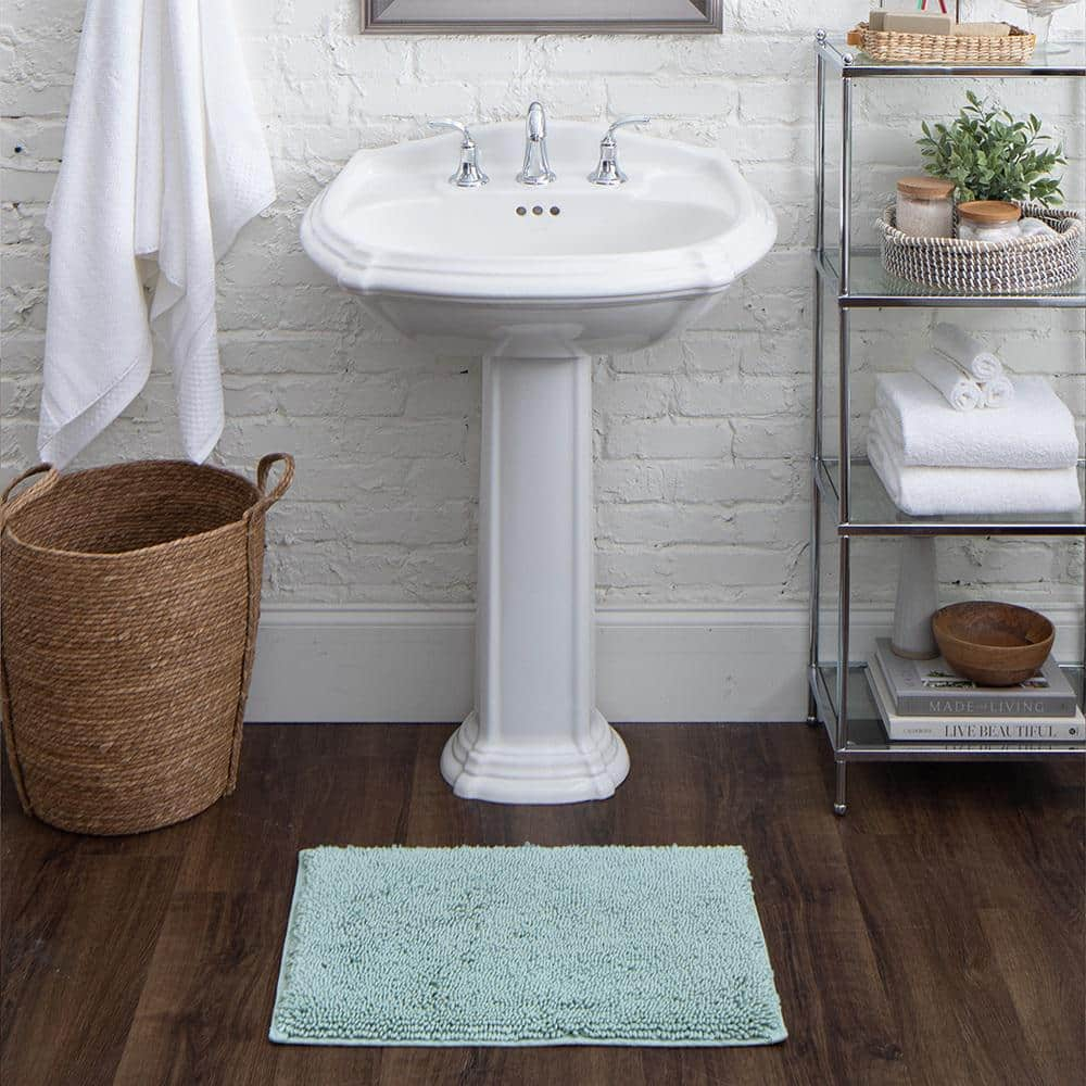 Mohawk Home Classic Cotton Plush Stain/Fade Resistant Non-Slip Washable Bath Mat, Glacier, 1' 9" X 2' 10"