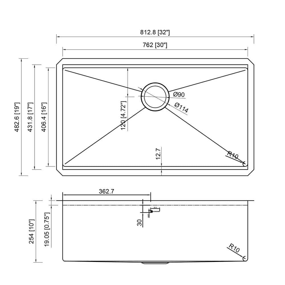 32 in. Undermount Single Bowl 18-Gauge Stainless Steel Kitchen Sink with Cutting Board, Rolling Drying Rack and Colander