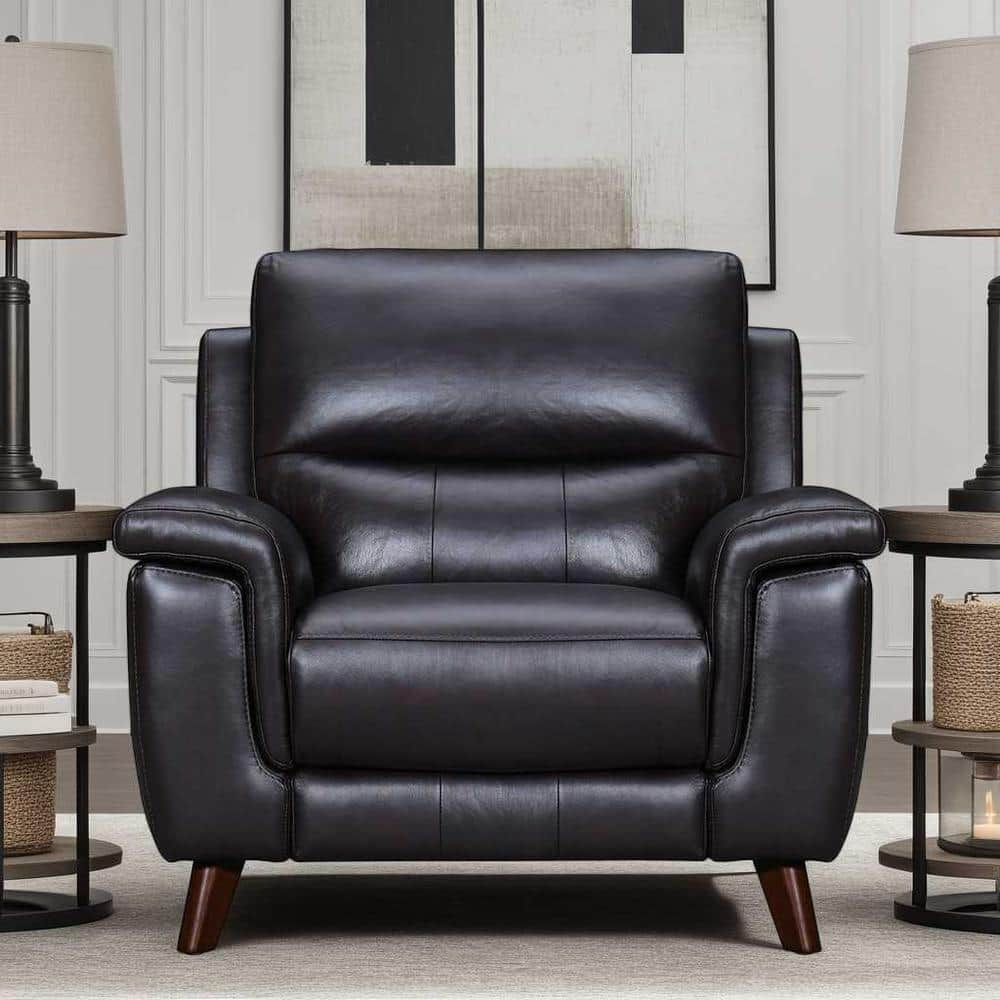 Armen Living Lizette 40" Leather Power Recliner with USB in Brown