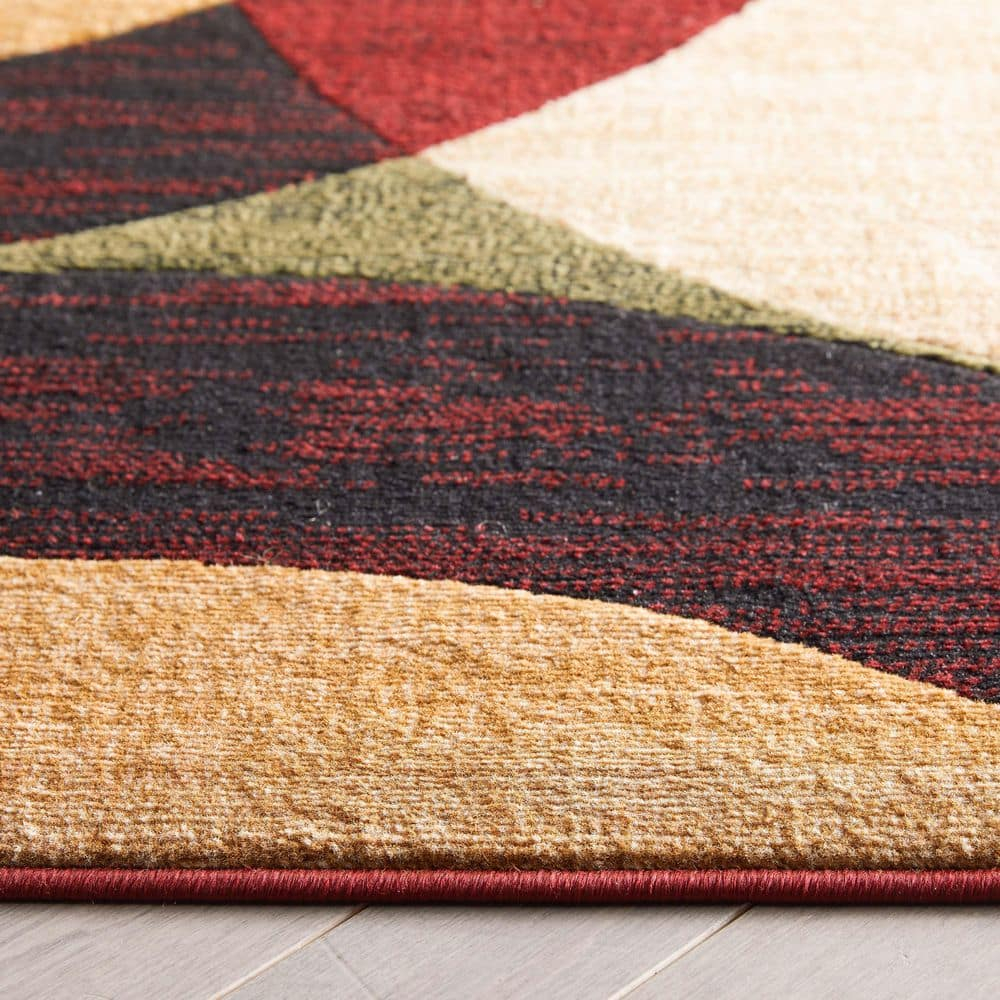 Well Woven 5 x 7 (ft) Loomed Polypropylene Red Rectangular Indoor Geometric Mid-Century Modern Area rug