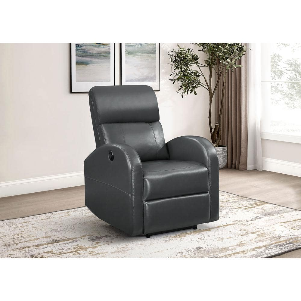 Coaster Grant Faux Leather Upholstered Power Recliner Chair Gray