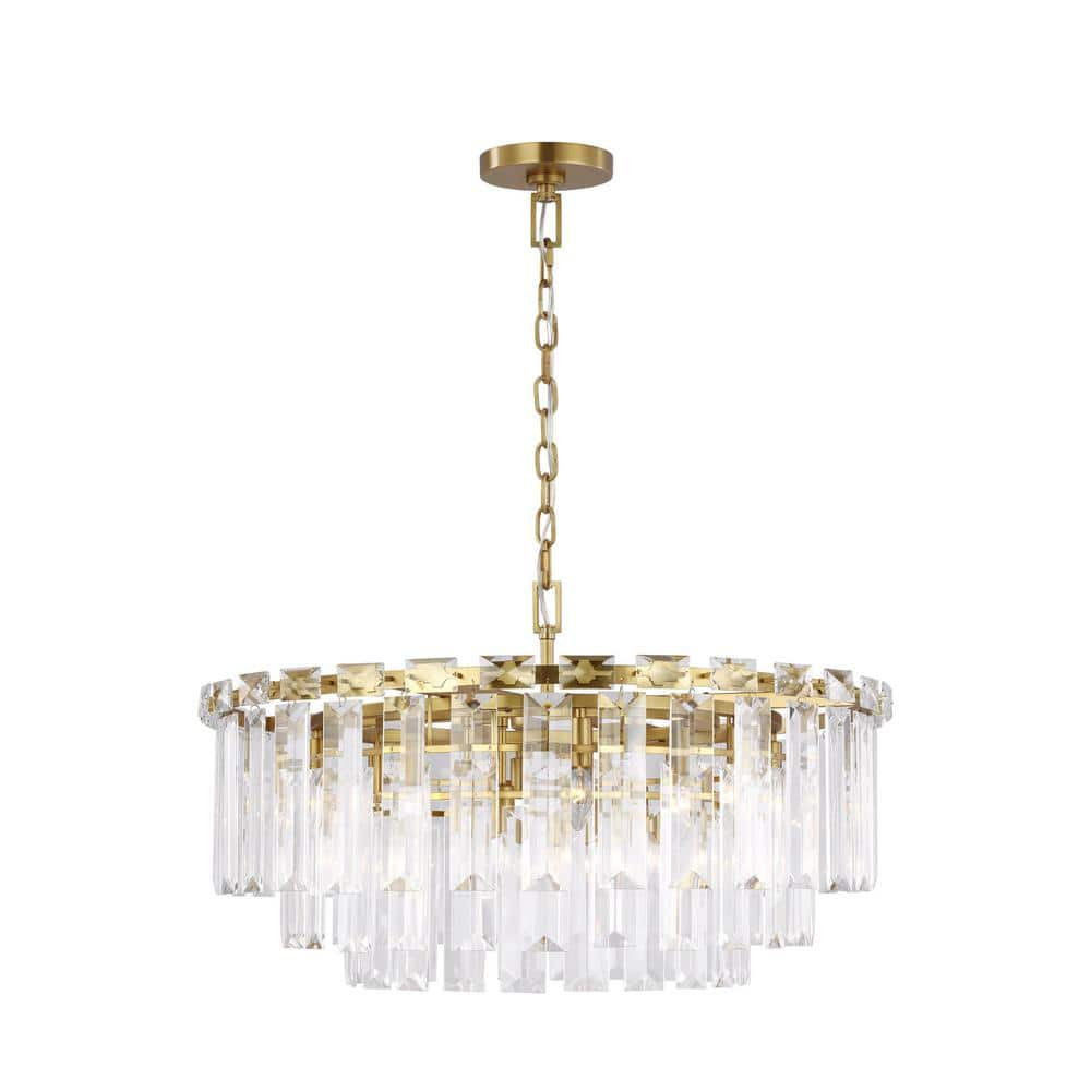 Elegant Burnished Brass and Crystal 16-Light Chandelier