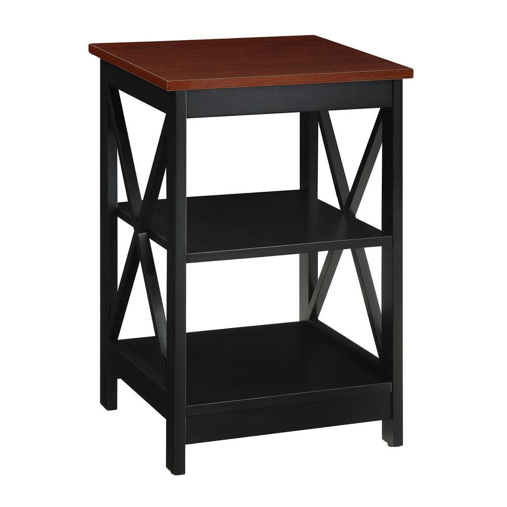 Convenience Concepts Oxford End Table with Shelves, Cherry/Black