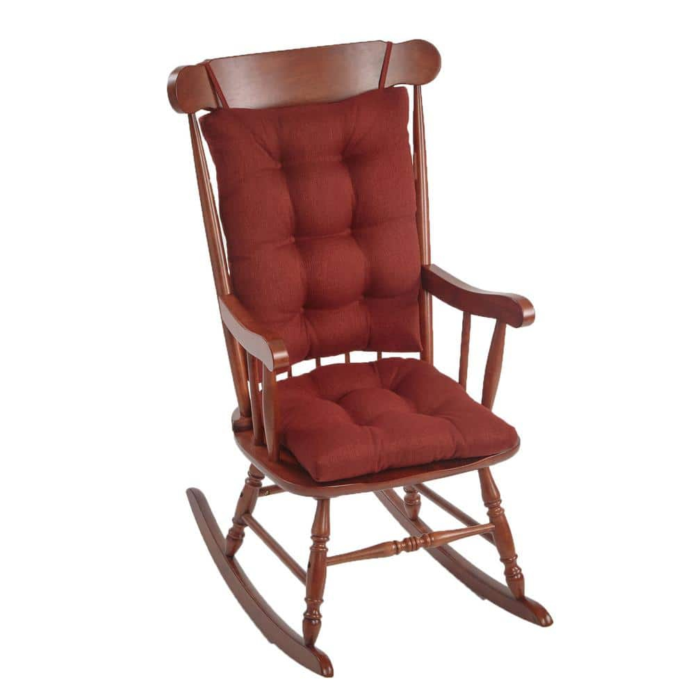 Klear Vu Gripper Non-Slip Omega 2-Piece Rocking Chair Cushion Set, Flame Red