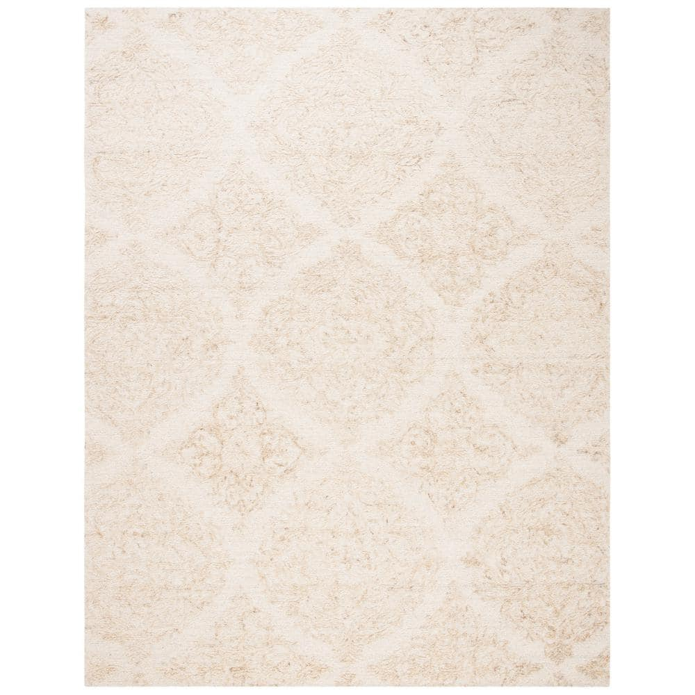 SAFAVIEH Abstract Rachelle Trellis Wool Area Rug, Ivory/Beige, 10' x 14'