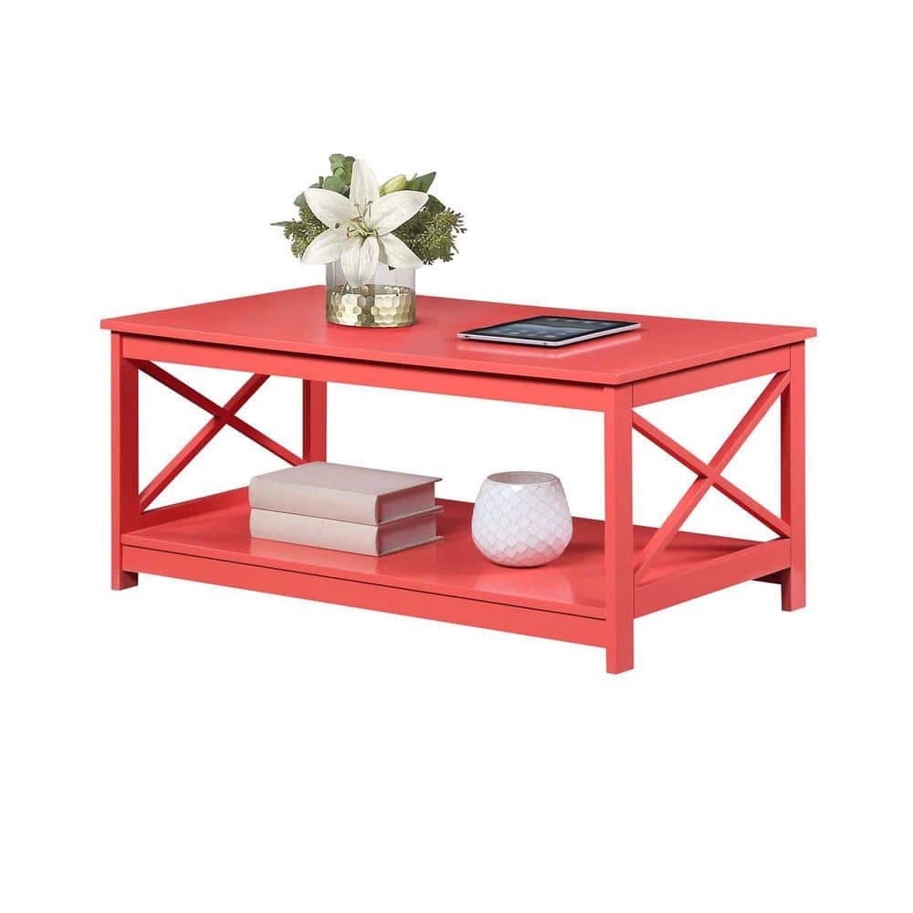 Convenience Concepts Oxford Coffee Table with Shelf, Coral
