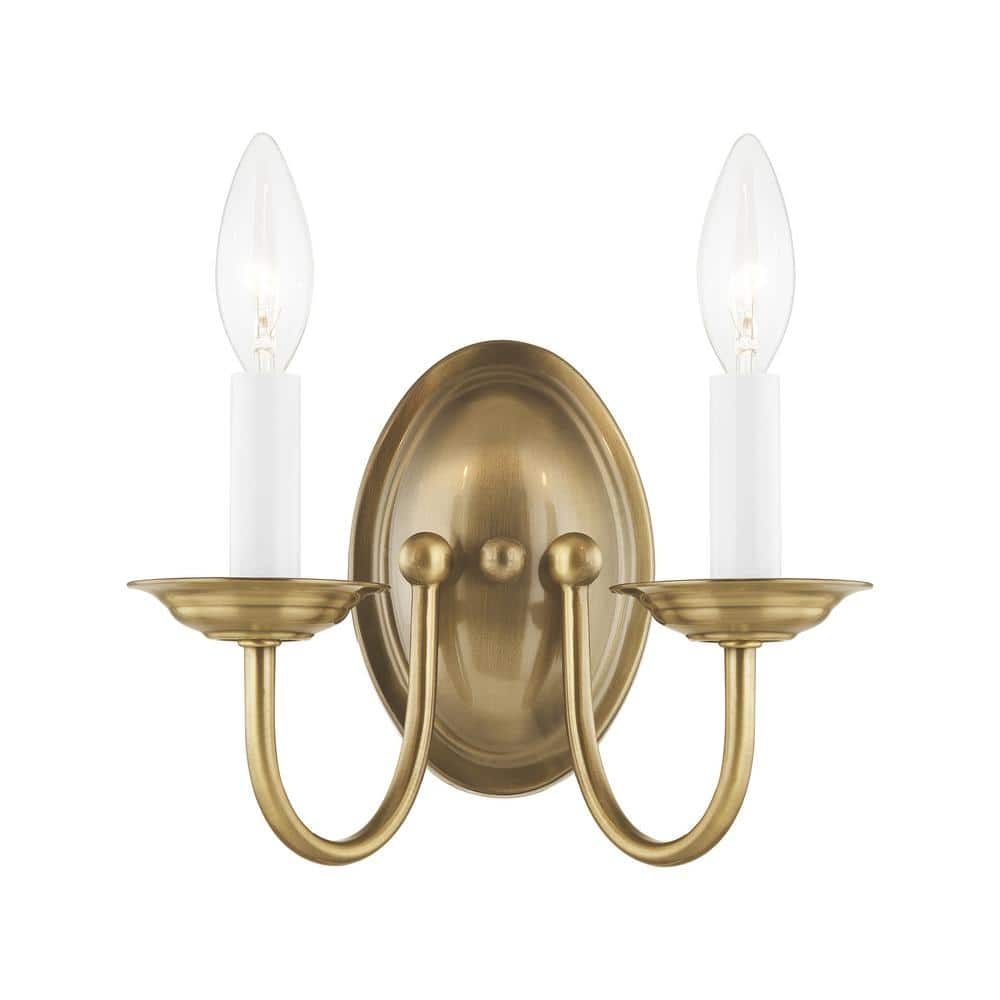 Elegant Antique Brass 2-Light Wall Sconce for Vanity