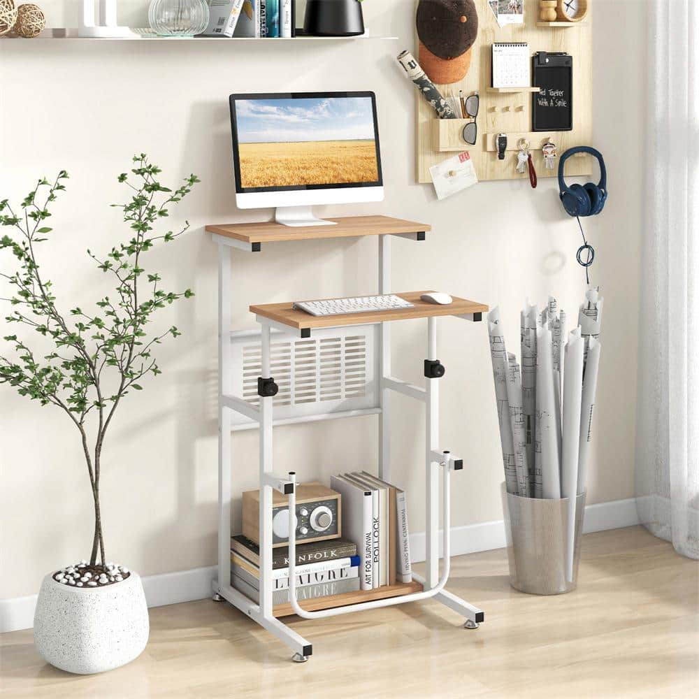 Costway Stand Up Desk Height Adjustable Sit Stand Computer Workstation Standing Desk