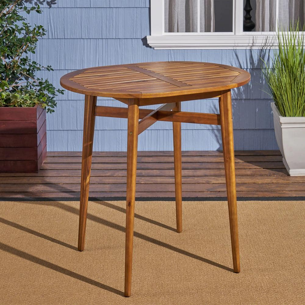 Jaxson Outdoor 39" Bar Height Acacia Wood Patio Table, Teak