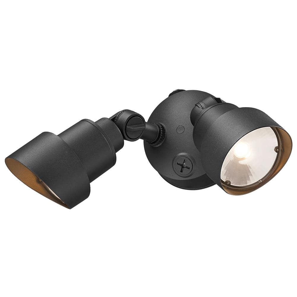 Adjustable Dual-Head Matte Black LED Security Floodlight