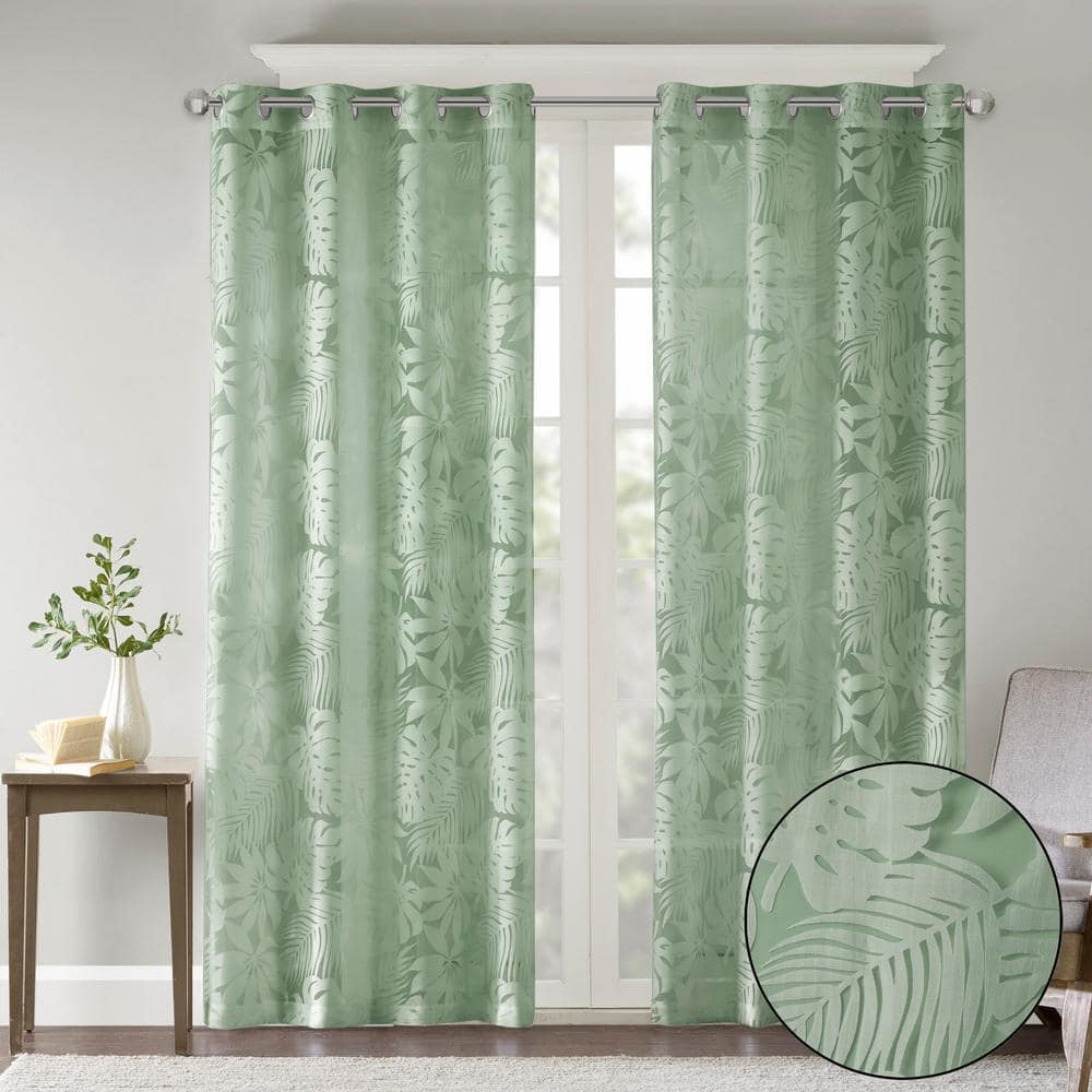 Madison Park Leilani Palm Leaf Burnout Window Sheer