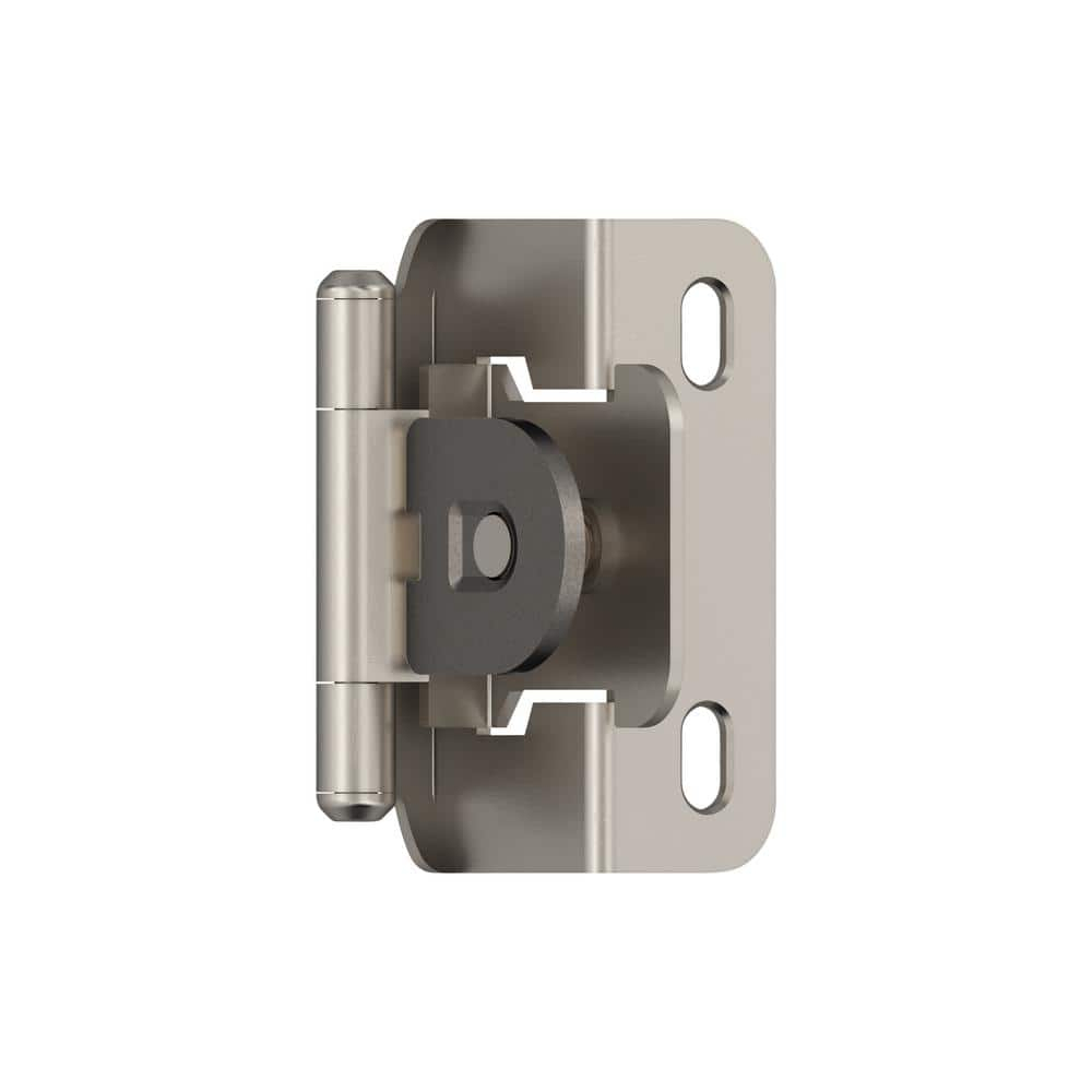 Amerock | Single Demountable Cabinet Hinge | 1/2 inch (12.7 mm) Overlay Hinge | Satin Nickel | 2 Count (pack of 1) | Self-Closing Hinge | Cabinet Door Hinge
