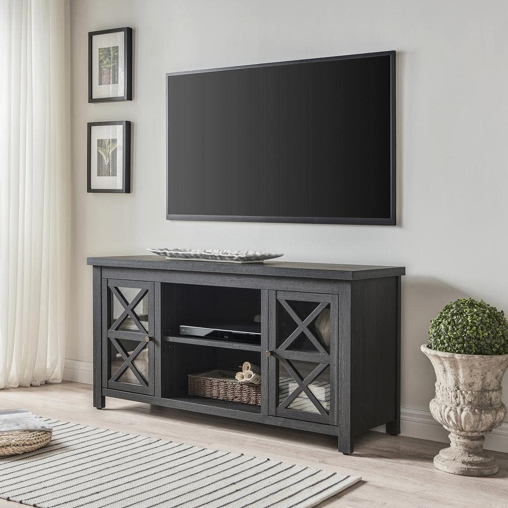 Evelyn&Zoe Colton Rectangular TV Stand for TV's up to 55", Charcoal Gray