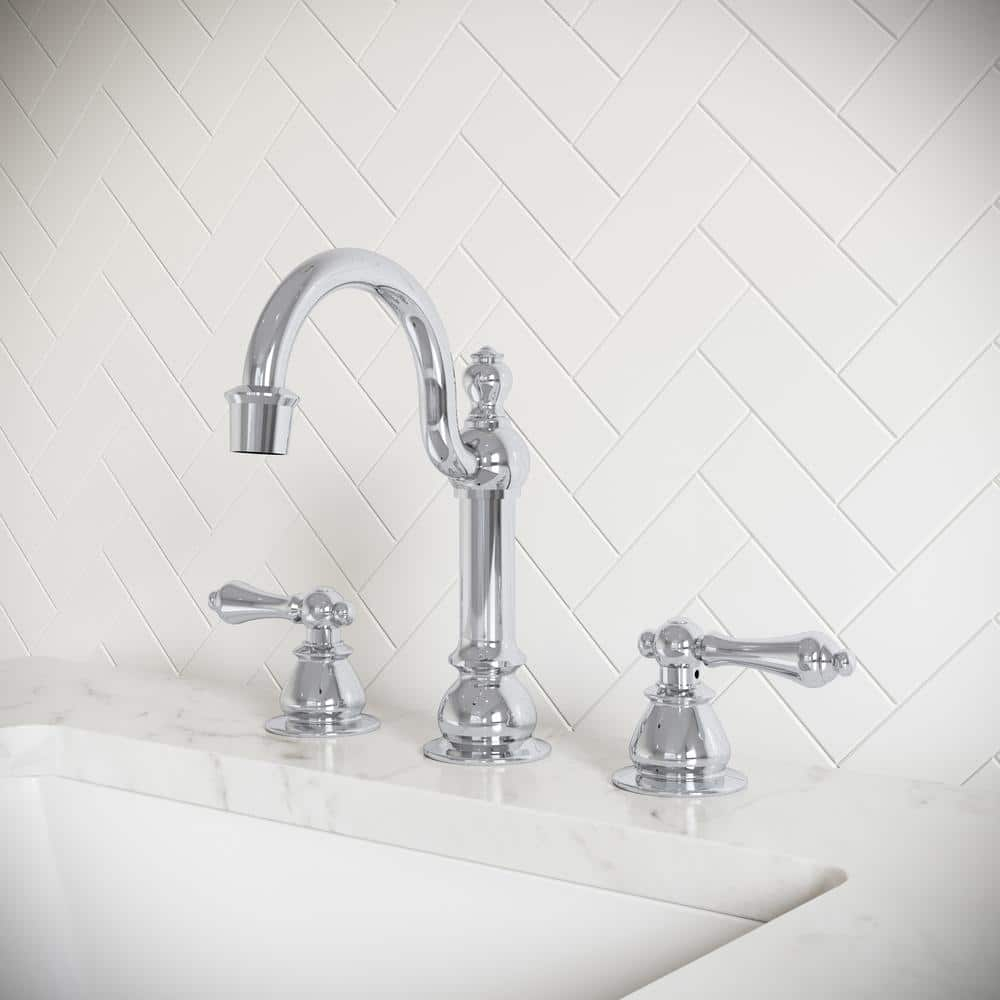 Water Creation F2-0012-01-AL American 20th Century Classic Widespread Lavatory F2-0012 Faucets - Silver & Chrome
