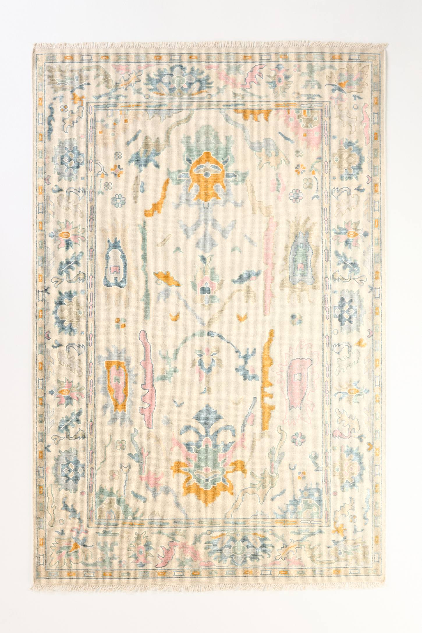 Feizy Karina Transitional Floral & Botanical, Ivory/Blue/Pink, 3'6" x 5'6" Accent Rug Easy Care Stain Resistant Fade Resistant Bohemian & Eclectic Bordered Design Carpet for Living Dining Bed Room