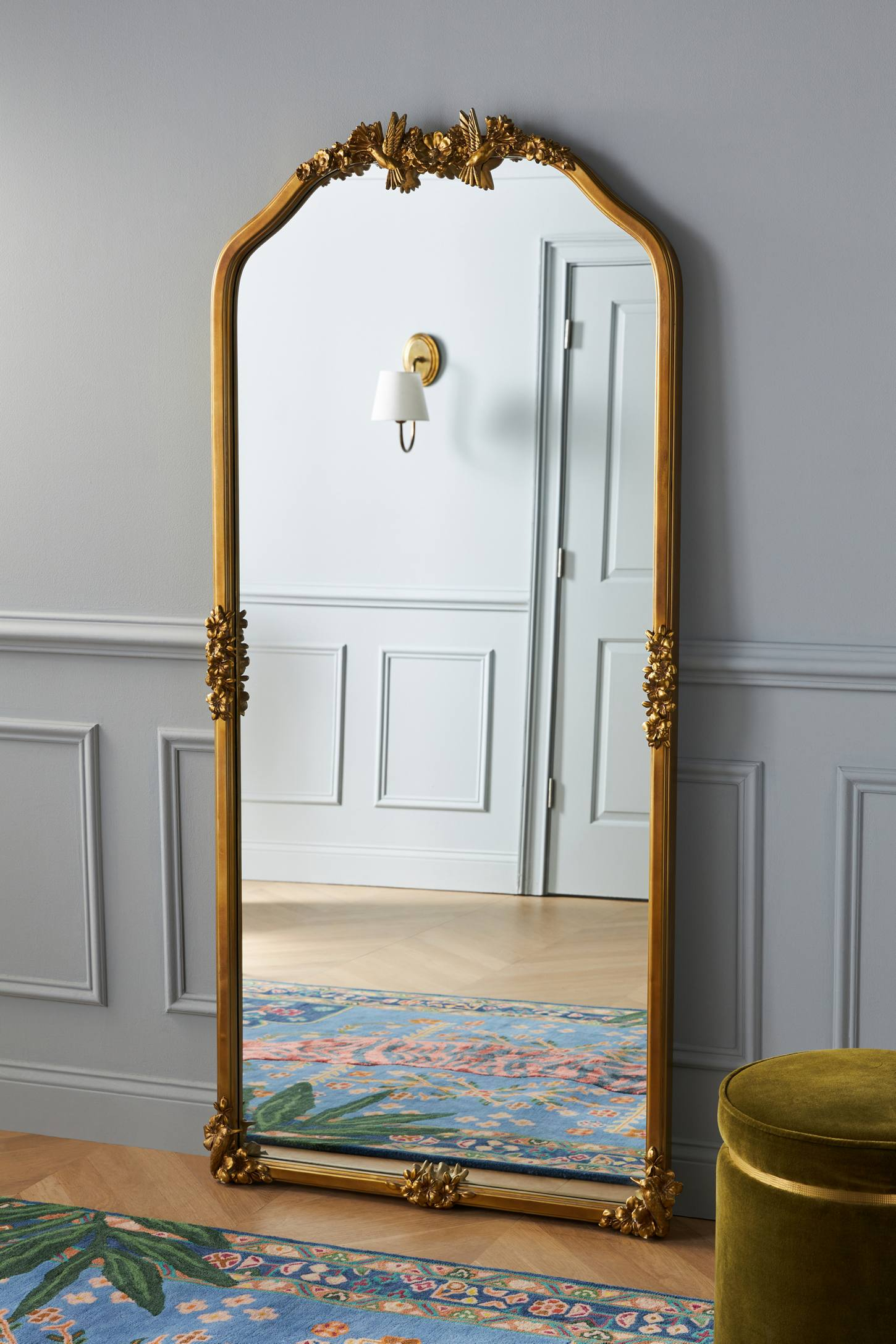 Luisa Hummingbird Gilded Flower Mirror