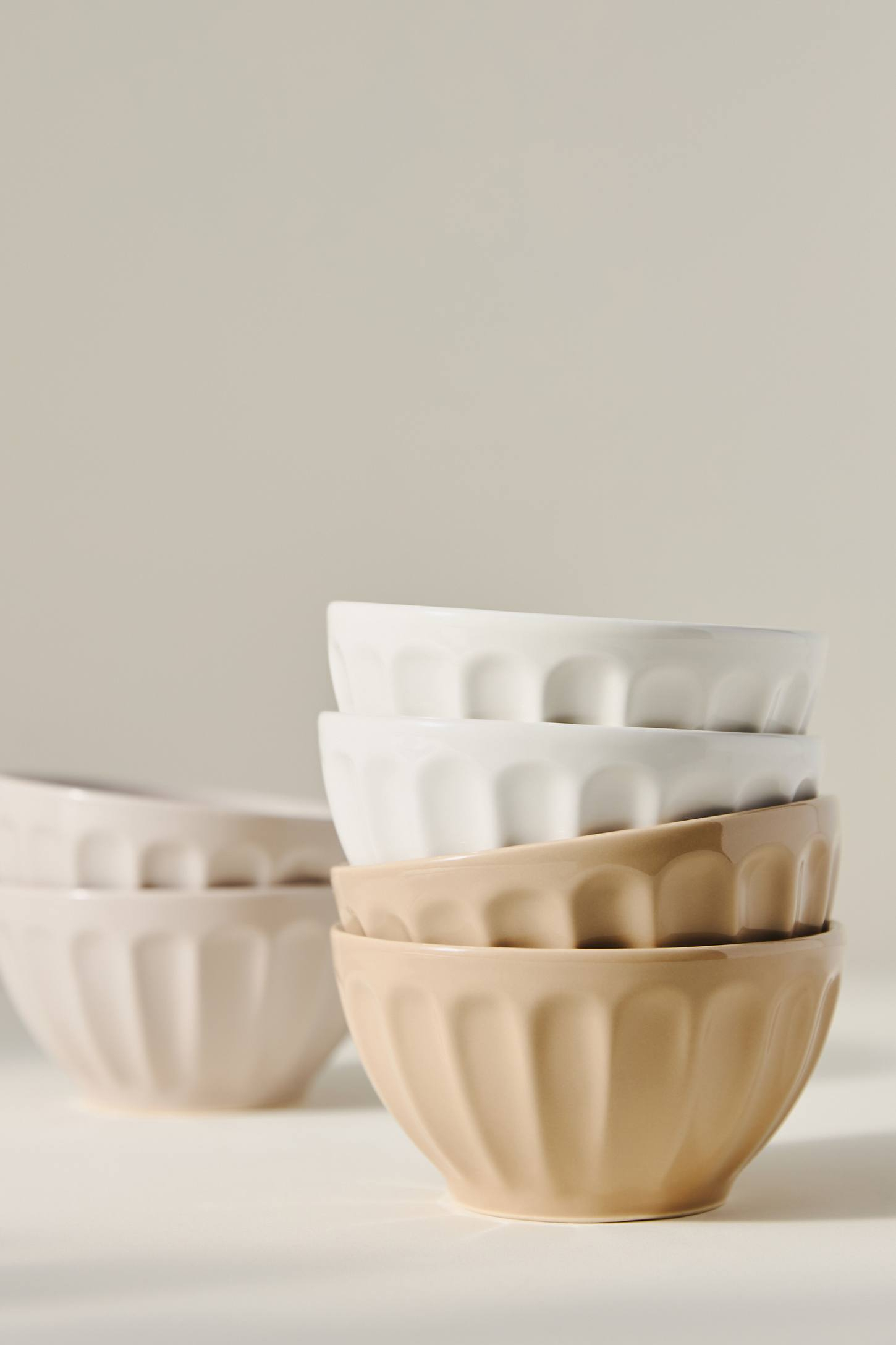The Latte Stoneware Cereal Bowls, Assorted Set of 6: Amelie Edition