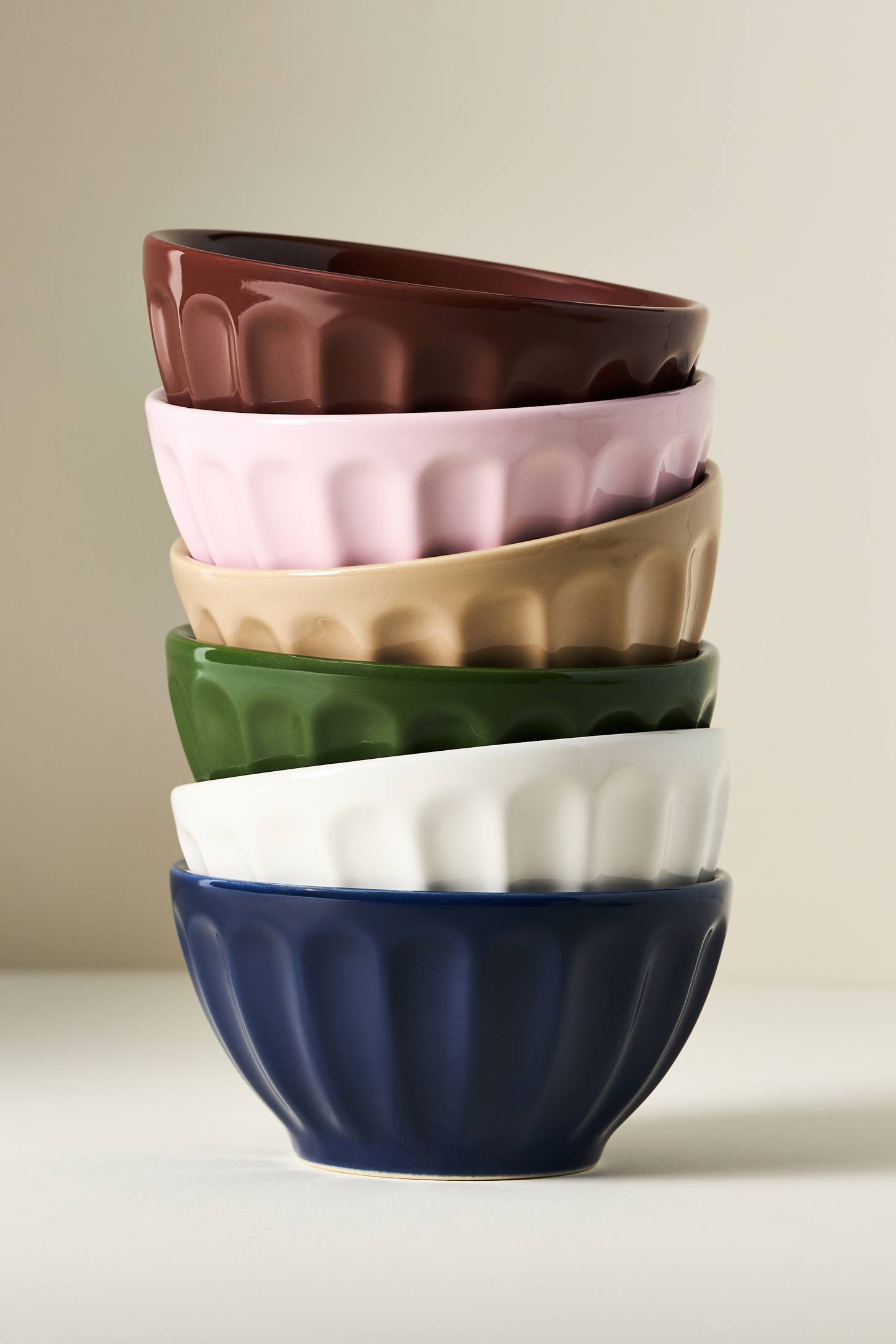 The Latte Stoneware Cereal Bowls, Assorted Set of 6: Amelie Edition